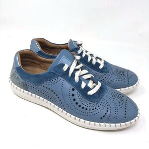 Spring Step Womens 40 Jumilla Sneakers Blue Perforated Leather Lace Up Trainer